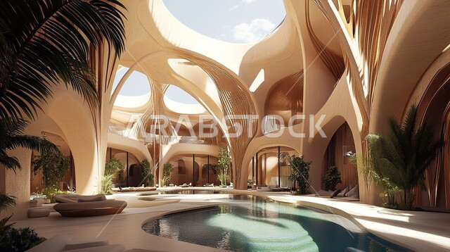 ديكورات خارجية غريبة للمنازل مبتكرة وحديثة، أماكن ترفيهية في المناطق السياحية، تصاميم عصرية مع واجهات زجاجية، الفن الهندسي المعماري على الطراز الحديث للفلل والشقق السكنية في المملكة العربية السعودية، الاهتمام بزراعة الاشجار الخضراء