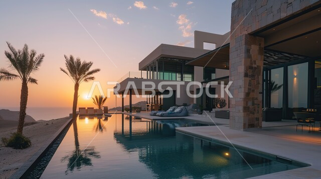 ديكورات خارجية غريبة للمنازل مبتكرة وحديثة، أماكن ترفيهية في المناطق السياحية، تصاميم عصرية مع واجهات زجاجية، الفن الهندسي المعماري على الطراز الحديث للفلل والشقق السكنية في المملكة العربية السعودية، الاهتمام بزراعة الاشجار الخضراء