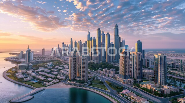 الأبراج والمباني والمنشآت التجارية المضيئة، النمو والتقدم العمراني, الفنون و التصاميم الهندسية المعمارية الحديثة لناطحات السحاب في المملكة، رؤية مستقبلية سعودية 2030، مفهوم تطوير وتحسين البنية التحتية، منظر الغيوم في السماء