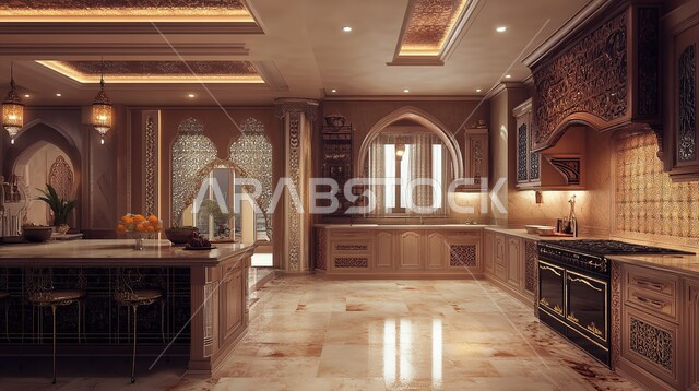 الديكورات العصرية للمطابخ الفاخرة في المملكة العربية السعودية، الأضواء المعلقة وتناسق الألوان, أثاث منزلي راقي، شقق وفلل سكنية مميزة، تصميم داخلي لمطبخ على الطراز الحديث بألأوان هادئة، فنادق ومنتجعات فخمة