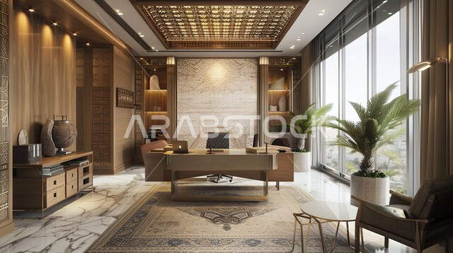 تجهيزات مكتبية حديثة و أثاث أنيق و مريح, تصاميم عصرية لمكاتب الشركات في المملكة العربية السعودية, غرفة القراءة و الجلوس, الديكورات الداخلية الفاخرة, مكتب بديكور راقي و خشبي على الطراز الحديث