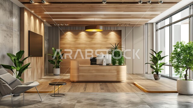 تصاميم داخلية وديكورات راقية على الطراز الحديث, تصميم عصري لمكاتب شركات المملكة العربية السعودية, تجهيزات مكتبية حديثة بأثاث أنيق ومريح، واجهات زجاجية ضخمة في مكتب العمل