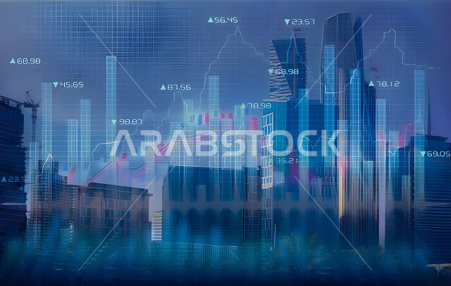 الرسوم البيانية الإحصائية, المخطط البياني للنمو الاقتصادي, النجاح في التداول المالي, ارتفاع أسهم البورصة, مفهوم التجارة و الاقتصاد, الاستثمارات و المشاريع المالية و الاقتصادية, خلفية الأبراج و ناطحات السحاب