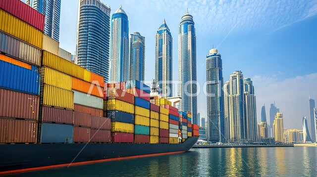 Maritime economy for transportation and receipt of storage containers, port for loading goods and commercial containers, commercial port for delivering goods and local products via ships at sea, import and export of goods in the Kingdom of Saudi Arabia