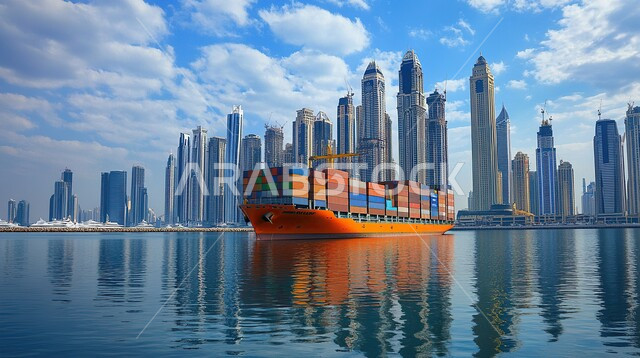 Maritime economy for transportation and receipt of storage containers, port for loading goods and commercial containers, commercial port for delivering goods and local products via ships at sea, import and export of goods in the Kingdom of Saudi Arabia