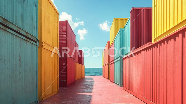 تصدير واستيراد البضاعة في المملكة العربية السعودية، الاقتصاد البحري لنقل واستلام كونتينرات التخزين، ميناء شحن البضائع و الحاويات التجارية، مرفأ تجاري لتوصيل السلع والمنتجات المحلية عبر السفن في البحار