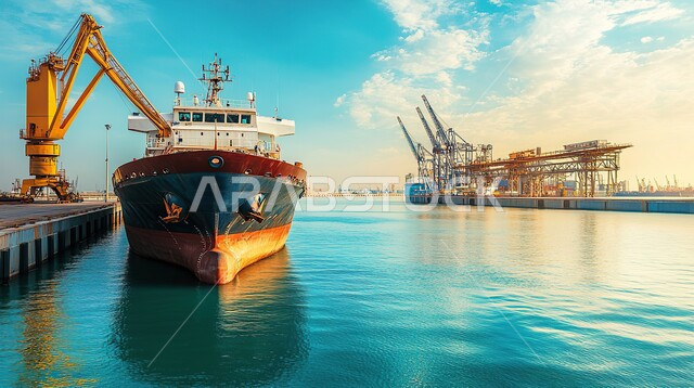 تصدير واستيراد البضاعة في المملكة العربية السعودية، الاقتصاد البحري لنقل واستلام كونتينرات التخزين، ميناء شحن البضائع و الحاويات التجارية، مرفأ تجاري لتوصيل السلع والمنتجات المحلية عبر السفن في البحار