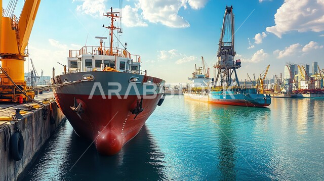 تصدير واستيراد البضاعة في المملكة العربية السعودية، الاقتصاد البحري لنقل واستلام كونتينرات التخزين، ميناء شحن البضائع و الحاويات التجارية، مرفأ تجاري لتوصيل السلع والمنتجات المحلية عبر السفن في البحار