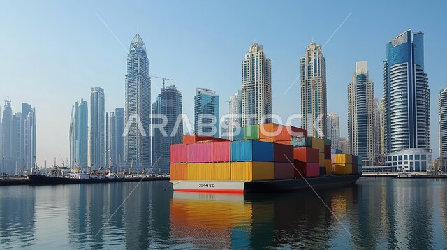 الاقتصاد البحري لنقل واستلام كونتينرات التخزين, ميناء شحن البضائع و الحاويات التجارية, مرفأ تجاري لتوصيل السلع والمنتجات المحلية عبر السفن في البحار, استيراد وتصدير البضاعة في المملكة العربية السعودية