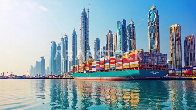 Maritime economy for transporting and receiving storage containers, port for shipping goods and commercial containers, commercial port for delivering goods and local products via ships at sea, import and export of goods in the Kingdom of Saudi Arabia
