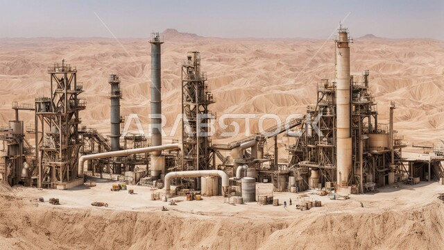 مصفاة نفط على الرمال الذهبية الناعمة، اعتماد التقنيات والتكنولوجيا الحديثة في إنتاجية الغاز، صناعات ومشاريع بيتروكيماوية، ادوات ومعدات ضخمة وحديثة ، التطور الهندسي والعمراني لمصافي البترول في المملكة العربية السعودية