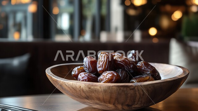 طبق من حبات التمور الصحية الطازجة، وجبة ذات قيمة غذائية عالية، ضيافة رمضانية شهية، أسواق شعبية تقليدية لبيع الرطب من نخيل المملكة العربية السعودية، محاصيل ومنتجات زراعية محلية وطنية