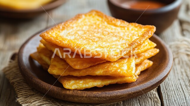 الأطعمة والمأكولات السريعة اللذيذة، المنتجات الوطنية المحلية، وصفة طعام غير صحية مليئة بالنشويات، صورة مقربة لطبق من رقائق البطاطس المقلية المقرمشة على سطح خشبي، وجبة من المقبلات الشهية
