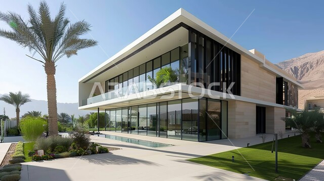 ديكورات وتصاميم خارجية عصرية متميزة على الطراز الحديث, الفن الهندسي المعماري بواجهات زجاجية ضخمة, البناء الخارجي الحديث المتطور، الاهتمام بزراعة الأشجار، منتجعات وشاليهات سياحية فاخرة في المملكة العربية السعودية، مجمع سكني راقي