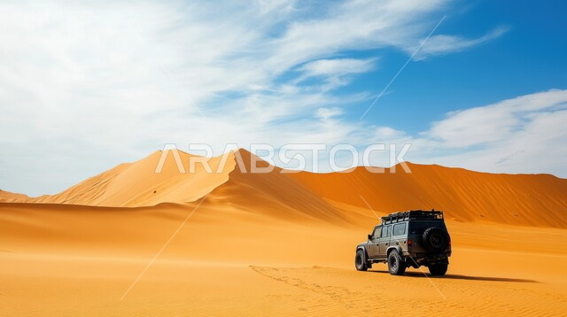 Entertainment activities and events, sand bashing in the soft sands of the Saudi Arabian desert, dune bashing, dirt car racing, World Desert Rally Championship, Dakar Rally event in Saudi Arabia