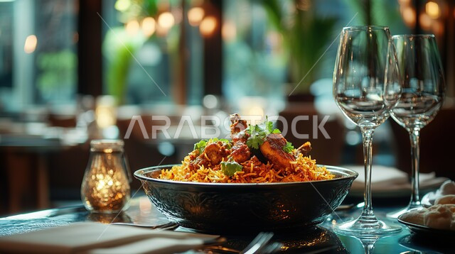 طبق من أرز البرياني مع الدجاج المحمر، المأكولات والوجبات الشرقية، أطباق المقبلات الشهية، أطباق وأكلات شعبيه تقليدية، طعام صحي ووجبات لذيذة , مطابخ ومطاعم المملكة العربية السعودية