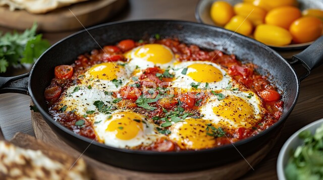 مقلاة من البندورة المطبوخة مع البيض المقلي(جز مز)، المأكولات والوجبات الشرقية، أطباق المقبلات الشهية، أطباق وأكلات شعبيه تقليدية، طعام صحي ووجبات لذيذة , مطابخ ومطاعم المملكة العربية السعودية