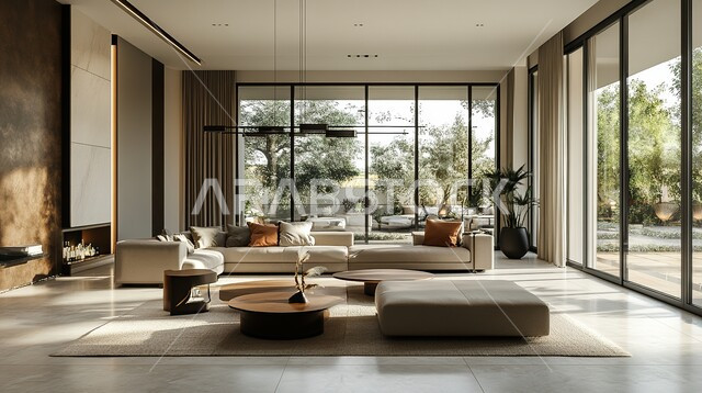 ديكورات عصرية ومبتكرة للشقق والفلل السكنية في المملكة العربية السعودية، أثاث منزلي راقي ومريح, غرفة جلوس فاخرة, الواجهات والنوافذ الزجاجية، غرف معيشه بتصاميم عصرية حديثه, التحف والديكورات الداخليه الأنيقة