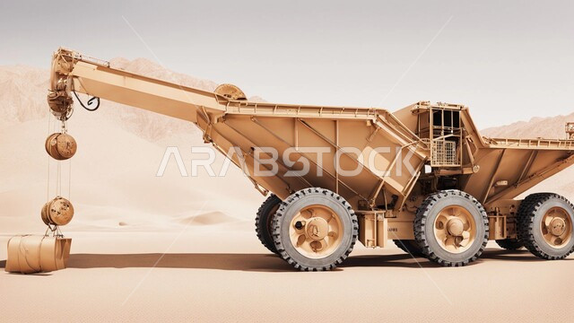 التكوينات والتشكيلات الصخرية والتضاريس، سيارات شحن كبيرة تقوم بالعمل في موقع التعدين، مناطق التنقيب عن الثروات الباطنية، أماكن المناجم في المملكة العربية السعودية، التخلص من الأتربة والصخور ونقلها بعيدا