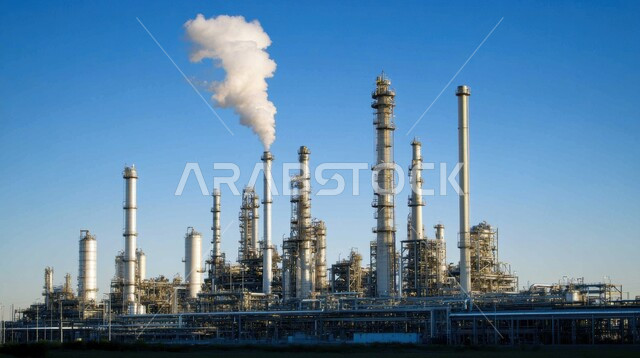 صناعات ومشاريع بيتروكيماوية، التلوث الناتج عن انتاج البترول، خطوط الأنابيب والكابلات الفولاذية، مصنع تكرير النفط والغاز في المنطقة الصناعية، مصانع ومعامل في المملكة العربية السعودية، مستودعات ضخمة و كبيرة، هندسات ومعدات صناعية