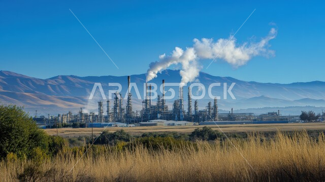 صناعات ومشاريع بيتروكيماوية، التلوث الناتج عن انتاج البترول، خطوط الأنابيب والكابلات الفولاذية، مصنع تكرير النفط والغاز في المنطقة الصناعية، مصانع ومعامل في المملكة العربية السعودية، مستودعات ضخمة و كبيرة، هندسات ومعدات صناعية