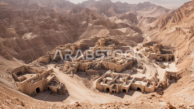 الطبيعة الصخرية وتضاريس السلاسل الجبلية، السيارات والآليات الثقيلة تقوم بالحفر والعمل في موقع التعدين، نقل الأتربة بواسطة الشاحنات، مناطق التنقيب عن الثروات الباطنية الخام، أماكن مناجم الفحم الطبيعي، المرتفعات وقمم الجبال في المملكة العربية السعودية