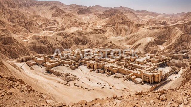 أماكن مناجم الذهب الطبيعي، مناطق التنقيب عن الثروات الباطنية الخام، الطبيعة الصخرية وتضاريس السلاسل الجبلية، المرتفعات وقمم الجبال في المملكة العربية السعودية، الحفر والعمل في موقع التعدين، نقل الأتربة بواسطة الشاحنات