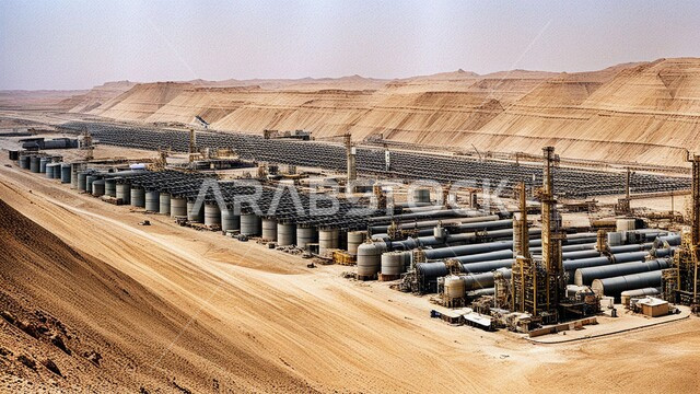 مصافي تكرير النفط والغاز, صناعات ومشاريع بتروكيماوية، مفهوم هندسة البترول في دول الخليج, النهضة بالاقتصاد الوطني السعودي, الأبراج والهياكل المعدنية في الأراضي الصحراوية, مستودعات وخزانات كبيرة وضخمة, مصانع ومناجم الوقود في المملكة العربية السعودية