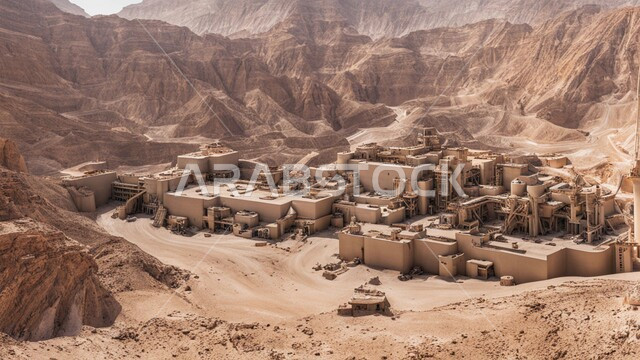 التكوينات والتشكيلات الصخرية والتضاريس، سيارات شحن كبيرة تقوم بالعمل في موقع التعدين، مناطق التنقيب عن الثروات الباطنية، أماكن المناجم في المملكة العربية السعودية، التخلص من الأتربة والصخور ونقلها بعيدا