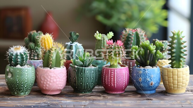 الاهتمام في زراعة الصباريات و الشوكيات في المملكة العربية السعودية، النباتات الشوكية الخضراء، صورة مقربة لنبات الصبار في وعاء زراعي،  ديكورات نباتية للزينة المنزلية