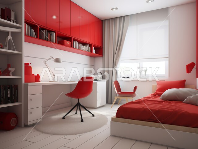 فنادق ومنتجعات بديكورات راقية في المملكة العربية السعودية, أثاث واكسسوارات منزلية داخلية أنيقة، غرفة نوم بتصاميم عصرية حديثة, التصميم الداخلي للمنازل والبيوت باللون الاحمر والابيض، شقق وفلل سكنية فاخرة, الواجهات والنوافذ الزجاجية