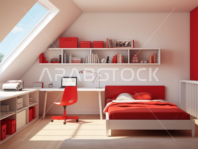 فنادق ومنتجعات بديكورات راقية في المملكة العربية السعودية, أثاث واكسسوارات منزلية داخلية أنيقة، غرفة نوم بتصاميم عصرية حديثة, التصميم الداخلي للمنازل والبيوت باللون الاحمر والابيض، شقق وفلل سكنية فاخرة, الواجهات والنوافذ الزجاجية