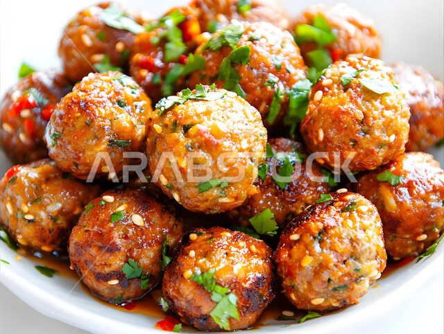 وصفات الدجاج المشوية بنكهات متنوعة، طبق مليء بكرات اللحم مع الصلصة الشهية، مطاعم للمأكولات العربية الشرقية, أطعمة وأغذية صحية, وجبات اللحم الضأن الشهية الساخنة، فنون التقديم في مطابخ المملكة