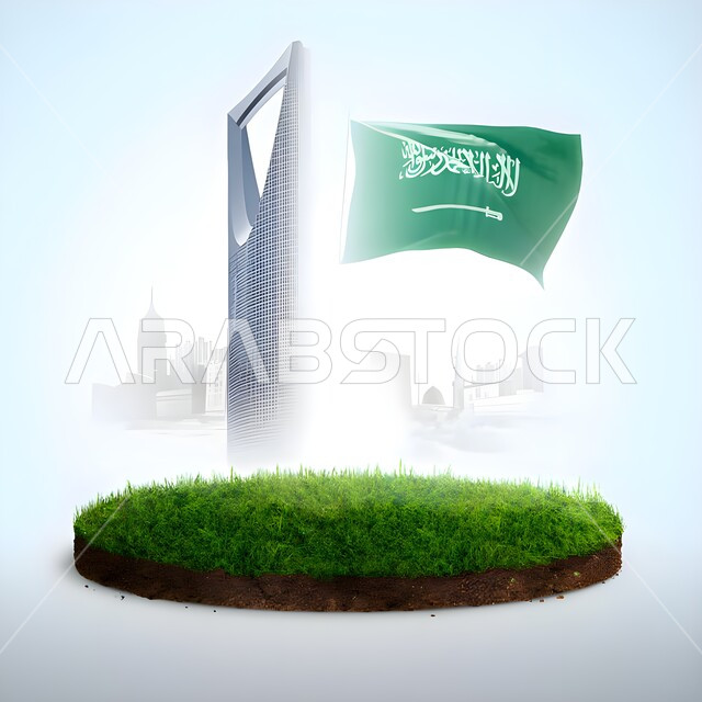 الاحتفال بالأعياد و المناسبات الوطنية, اليوم الوطني السعودي23 سبتمبر, علم المملكة العربية السعودية و برج المملكة, يوم العلم 11 مارس, الاعتزاز و الفخر بالهوية السعودية, مفهوم حب الوطن و الانتماء اليه, خلفية بيضاء