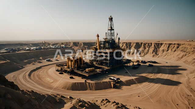 اعتماد التقنيات والتكنولوجيا الحديثة في إنتاجية البترول والغاز في المملكة العربية السعودية, جودة معامل ومعدات الإنتاج، منصات لاستنباط النفط والزيوت وسط الأراضي الصحراوية, استخراج وتصدير الثروات الباطنية