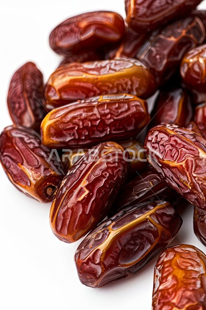 الأنواع المختلفة من التمور الصحية اللذيذة، صورة مقربة لحبات التمر، حصاد النخيل في مزارع المملكة، منتجات محلية سعودية وطنية، وجبة غذائية صحية ذات أهمية عاليه ، ضيافة رمضانية شهية،خلفية بيضاء
