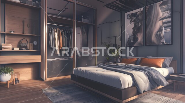 غرف نوم فاخرة ذات تصاميم عصرية وفخمة، مفهوم الهدوء والراحة والأسترخاء، شقق وفلل سكنية في المملكة العربية السعودية، التصميم الداخلي للمنازل والبيوت على الطراز الحديث، أثاث واكسسوارات منزلية داخلية أنيقة، سرير مريح بألوان هادئة