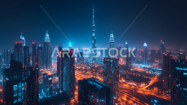 الفن الهندسي المعماري والتصميم المتطور للابراج وناطحات السحاب, معالم وأماكن سياحية مشهورة في المملكة العربية السعودية، جذب السياح الأجانب, النمو والتقدم العمراني على الطراز الحديث, رؤية سعودية مستقبلية 2030, منظر مدينة الرياض المضاءة ليلاً