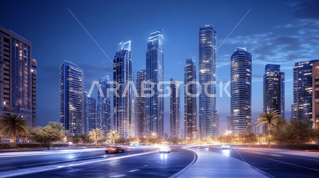 الفن الهندسي المعماري والتصميم المتطور للابراج وناطحات السحاب, معالم وأماكن سياحية مشهورة في المملكة العربية السعودية، جذب السياح الأجانب, النمو والتقدم العمراني على الطراز الحديث, رؤية سعودية مستقبلية 2030, منظر مدينة الرياض المضاءة ليلاً