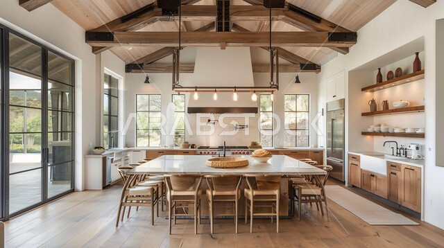 الطراز الفني الراقي في الأثاث المنزلي، مطبخ بديكورات داخلية عصرية فاخرة بالوان متناسقة، فنون الهندسة المعمارية المتميزة الحديثة، شقق وفلل سكنية في المملكة العربية السعودية، المعدات والأواني المنزلية المرتبة