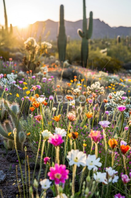  مجموعة من نبات الصبار الشوكي في المناطق الصحراوية، نمو الشوكيات والأعشاب في براري المملكة العربية السعودية، النباتات الشوكية والاعشاب البرية في المحميات الطبيعية