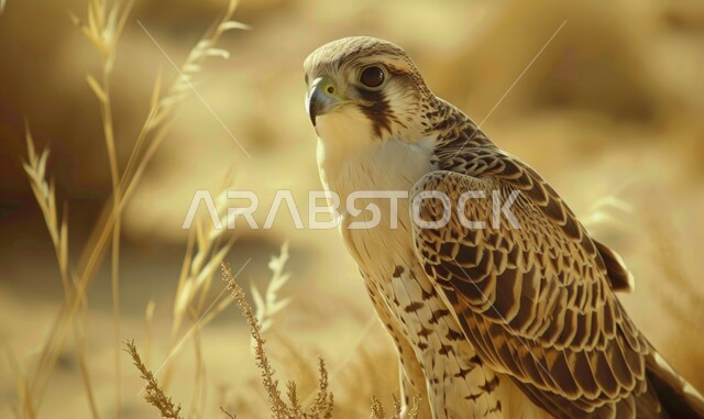 رمز القوة والتحدي وحدة البصر , نمو النباتات والاعشاب في الصحارى , إقامة نادي الصقور في موسم الصيد السنوي في المملكة العربية السعودية، تدريب وترويض الطيور الجارحة والمفترسة، نسر يقف على صخرة في إحدى المحميات الطبيعيه،