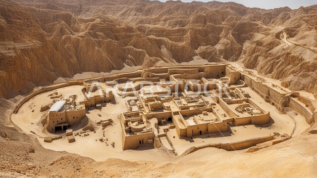 مناطق التنقيب عن الثروات الباطنية و استخراج الموارد الطبيعية, سهولة وصول الآليات الكبيرة إلى أعماق المنجم عبر المدرجات بسهولة، مقلع ضخم في المناطق الصحراوية في المملكة العربية السعودية، مناجم الذهب العربي الأصيل