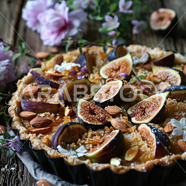 فن الطهي والخبز وإعداد الحلويات, فطيرة التين واللوز الشهية, فنون تقديم الطعام في المملكة العربية السعودية, حلا شرقي مميز, وصفات المخبوزات والفطائر التقليدية, أطباق الحلوى اللذيذة بالفواكه