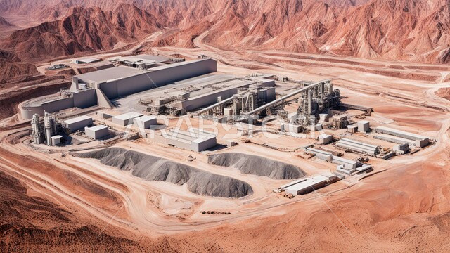 Rock formations and terrains in mountainous nature, natural nickel mines, prospecting for raw underground resources, drilling and exploration work at the mining site, renaissance of the national economy in the Kingdom of Saudi Arabia