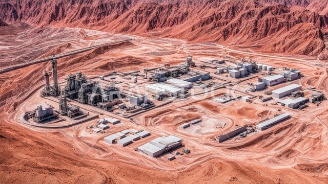 Exploration of raw underground resources, drilling and exploration works at the mining site, renaissance of the national economy in the Kingdom of Saudi Arabia, rock formations and terrains in mountainous nature, natural nickel mines