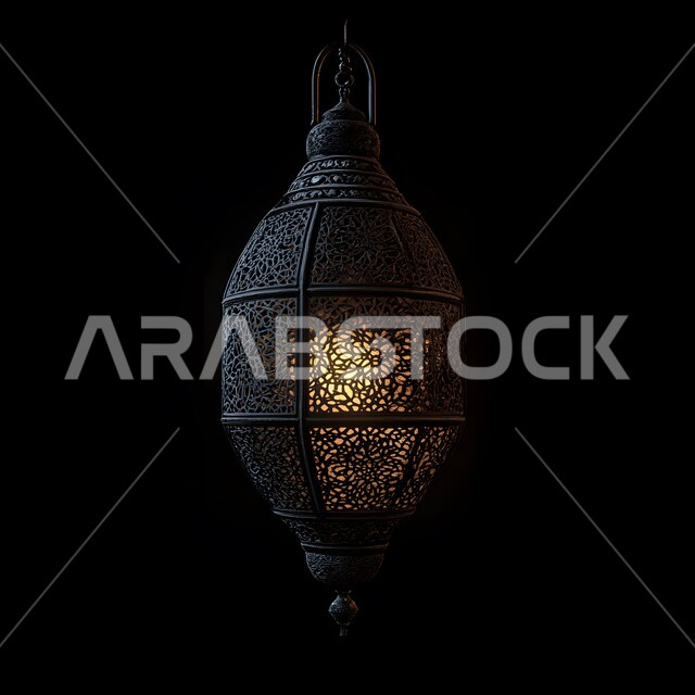  مجسمات وتصاميم بزخارف دينية اسلامية، تحضير الديكورات والزينة لاستقبال رمضان المبارك، الابتهاج بالأجواء الرمضانية الروحانية، مصابيح و فوانيس عربية شعبية بنقوش قديمة، الاحتفال بقدوم شهر الخير والبركة، مصباح معدني معلق و مضيء في وقت الليل