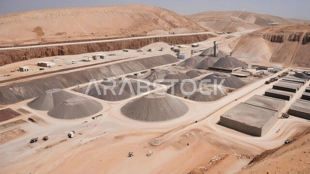Natural nickel mines, exploration for raw underground resources, excavation and extraction work at the mining site, renaissance of the national economy in the Kingdom of Saudi Arabia, mountainous nature and terrain, rock formations and formations.