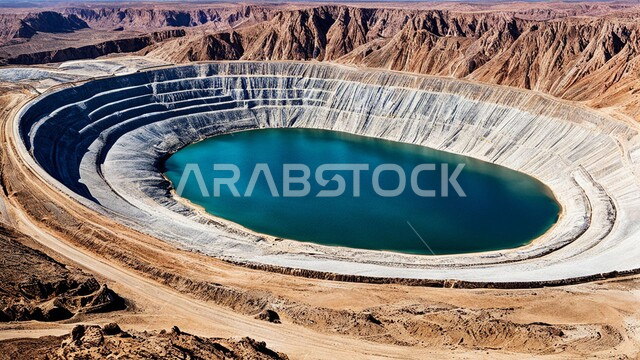 Mining site excavation and exploration works, mountainous nature and terrain, natural nickel mines, renaissance of the national economy in the Kingdom of Saudi Arabia, exploration for raw underground resources, sand formations and formations