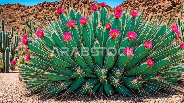 نبات الصبار الشوكي في المناطق الصحراوية, النباتات والمزروعات البرية في المحميات الطبيعية, نمو الشوكيات والأعشاب في براري المملكة العربية السعودية